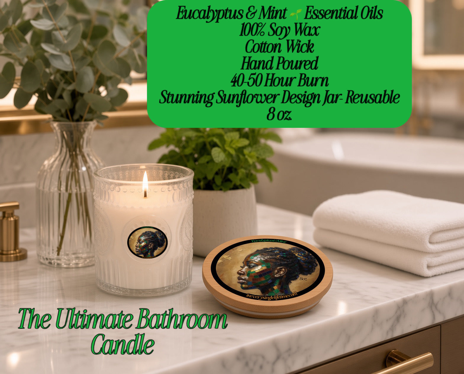 The Ultimate Bathroom Sanctuary Candle - Eucalyptus & Mint 🌱