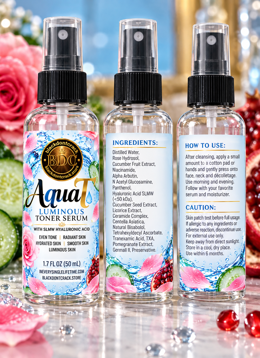 AquaT Luminous Toner Serum With SLMW Hyaluronic Acid
