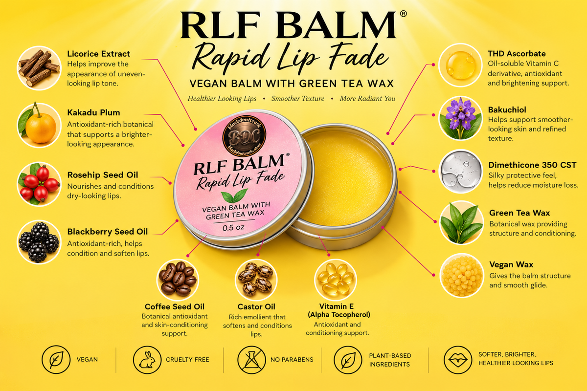 RLF BALM
(Rapid Lip Fade)
Vegan Balm With Green Tea Wax